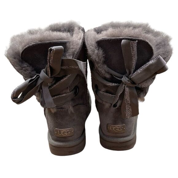 UGG Australia Customizable Bailey Bow Short Shearling Boots Charcoal - Picture 4 of 7